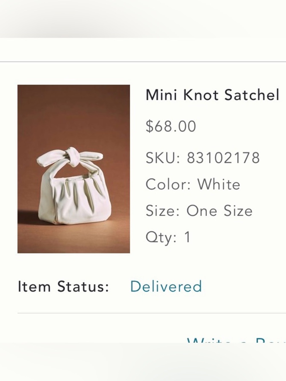 Anthropologie White Mini Knot Satchel